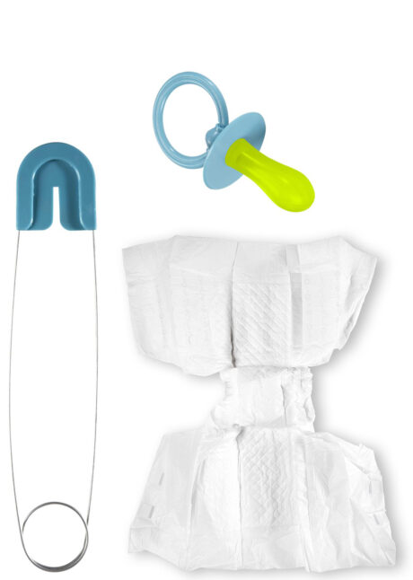 kit déguisement de bébé, kit bébé couche, couche bébé adulte, Kit de Bébé, avec Epingle à Nourrice, Bleu