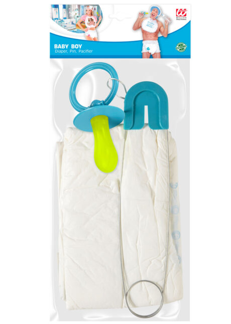 kit déguisement de bébé, kit bébé couche, couche bébé adulte, Kit de Bébé, avec Epingle à Nourrice, Bleu