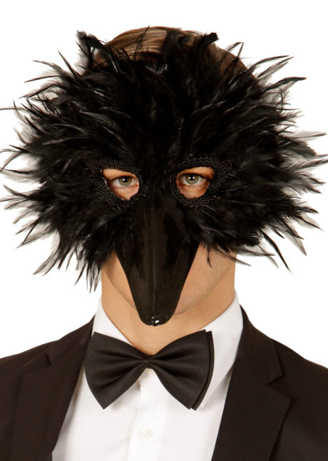 masque oiseau, masque d'oiseau, masque de corbeau, masque à plumes, Masque d’Oiseau, Plumes Noires