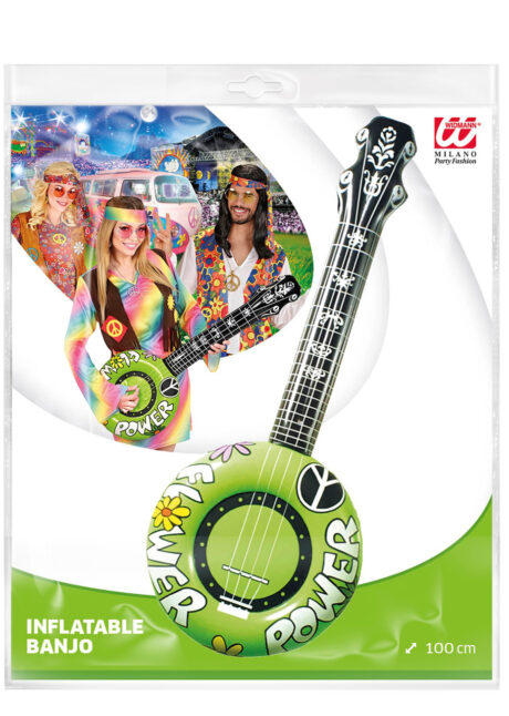 banjo gonflable, guitare gonflable, déguisement hippie, Banjo Gonflable, Vert