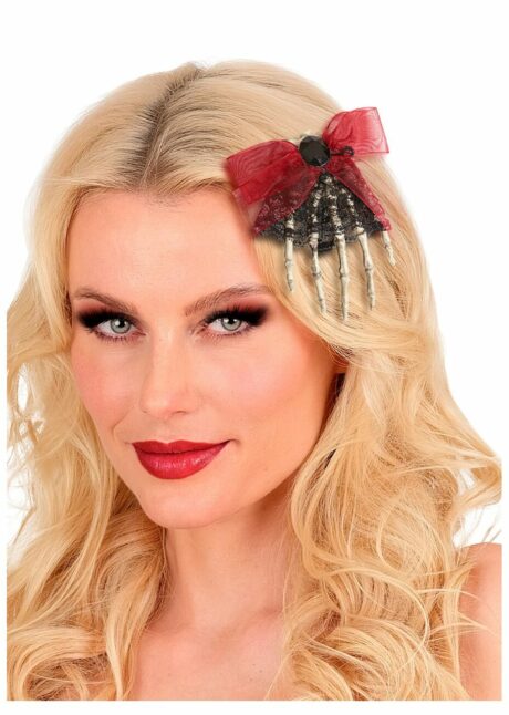 barrette main de squelette, pince squelette, pince à cheveux squelette, Pince à Cheveux Main de Squelette, Dentelle Noire