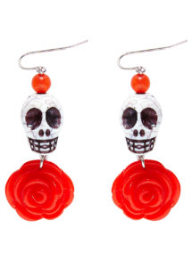 bijoux déguisement halloween, accessoire bijoux déguisement, accessoire déguisement halloween, boucles d'oreilles dia de los muertos, accessoire mexicain halloween, accessoire mort mexicaine halloween, déguisement jour des morts, déguisement jour des morts femme,halloween jour des morts, déguisement jour des morts halloween, Boucles d’Oreilles Jour des Morts, Crânes Blancs