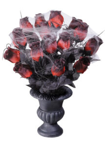 vase fleurs halloween, bouquet de roses halloween, décoration halloween, Bouquet de Roses Gothiques, avec Vase