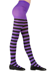 collant halloween fille, collant sorcière fille halloween, collant noir et violet, Collant de Sorcière, Rayé Noir et Violet, Enfant