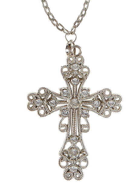 collier croix halloween, accessoire croix gothique, accessoire halloween, accessoire croix gothique, collier croix gothique, Collier Croix Gothique Ciselée Métal, Sur Chaîne