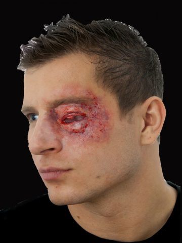 maquillage halloween, fausses blessures halloween, blessures réalistes halloween, maquillage halloween réaliste, blessures halloween réalistes, fausses blessures halloween, effets spéciaux maquillage halloween, blessures cinema secret, maquillage blessure halloween, Blessure Cinema Secrets®, FX, Oeil Crevé