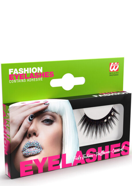 faux cils noirs avec strass, faux cils fêtes, Faux Cils Noirs, 3 Strass