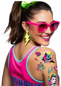 faux tatouages années 80, faux tatouages fluo, tatouages éphémères annees 80, Faux Tatouages Années 80 – Fluo et Pop
