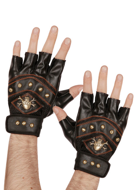 gants de biker déguisement, gants rock déguisement, accessoire déguisement biker, accessoire déguisement rock, accessoire halloween, mitaines simili cuir, accessoire déguisement de rocker, déguisement de biker, accessoires de punk, Gants Mitaines de Biker