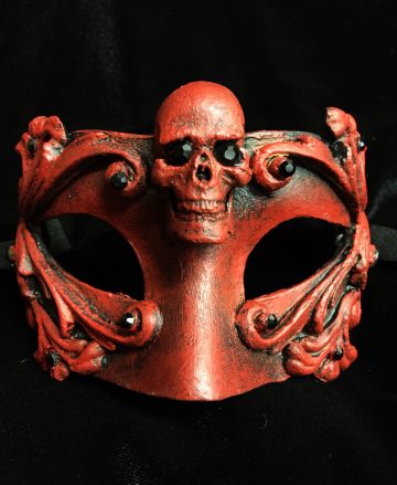 masque halloween, masque vénitien, loup vénitien, masque carnaval de venise, véritable masque vénitien, accessoire carnaval de venise, déguisement carnaval de venise, loup vénitien fait main Vénitien, Barocco Skull, Rouge