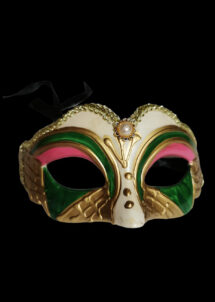 masque vénitien, loup vénitien, masque carnaval de Venise, Masque Loup Vénitien, Cabochon Vert et Rose