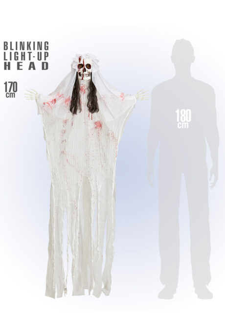 suspension Halloween, suspension lumineuse, suspension squelette, Suspension Mariée Sanglante Lumineuse