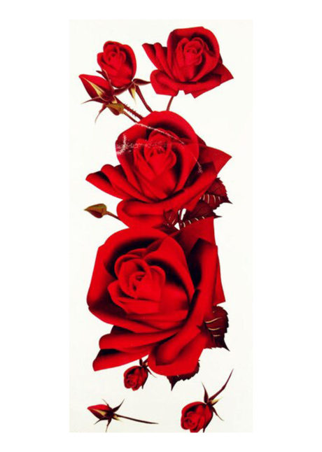 tatouage temporaire, faux tatouage, tatouages autocollants, tatouages fleurs, tatouage roses rouges, Faux Tatouages, Roses Rouges