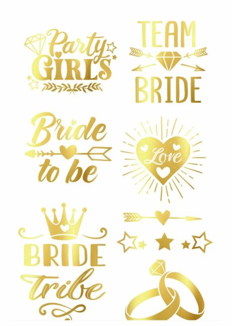 tatouages evjf, tatouages bride to be, faux tatouages evjf, Faux Tatouages EVJF Dorés – Team Bride