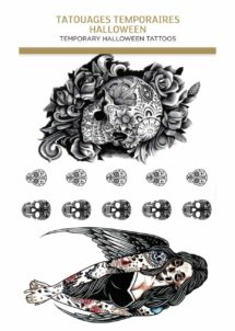 faux tatouage crane mexicain, faux tatouage jour des morts, Faux Tatouages Crâne Jour des Morts et Catrina
