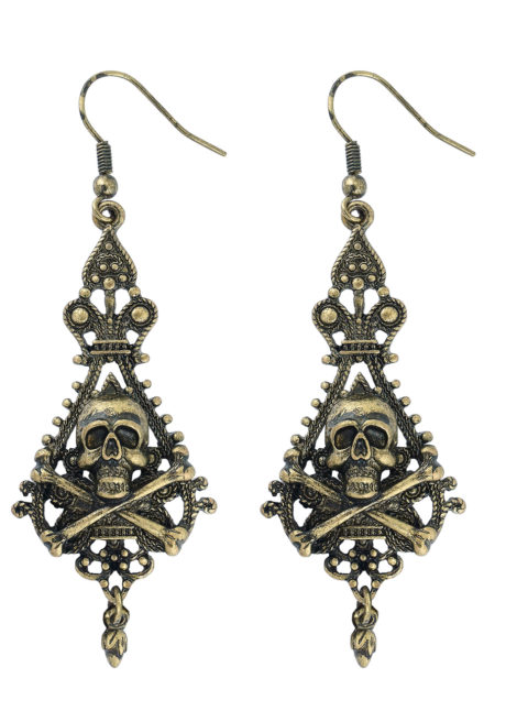 boucles oreilles pirate, boucles oreilles têtes de mort, bijoux pirate, Boucles d’Oreilles, Tête de Mort Pirate