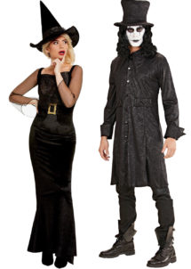 déguisements couple halloween, déguisement fossoyeur, déguisement sorcière, déguisements duos halloween, Déguisements Couple, Fossoyeur et Sorcière Glam