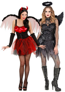 déguisement diablesse et ange noir, déguisements halloween femme, déguisement duo halloween