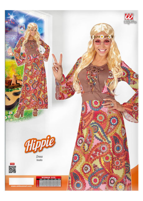 Costume hippie des années 1960 multicolore avec robe - Carnival