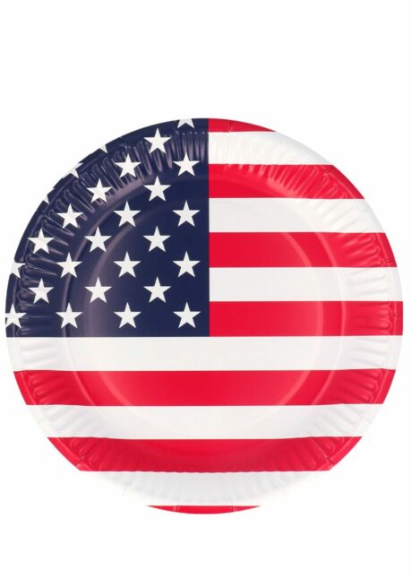 ASSIETTES USA EN CARTON, assiettes USA, vaisselle thème USA, Assiettes en Carton USA – Drapeau Américain – 23 cm