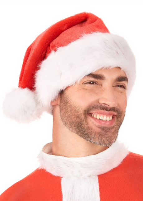 39x29 Bonnet de Père Noël avec doux velours bordure en fourrure cm Luxe & Pompon Noël Fête Cadeau 