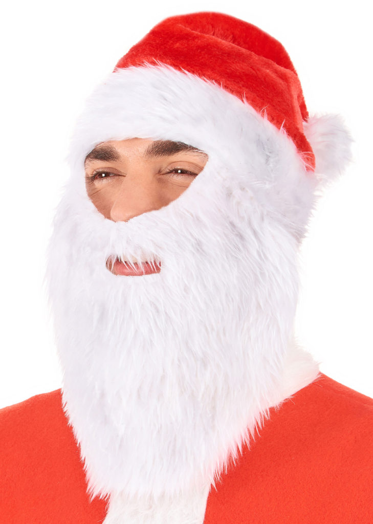 Ensemble Barbe Et Bonnet Père Noël – Barbe Moelleuse Avec Bonnet Rouge – Décoration Et Costume Festif Pour Noël