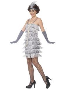 déguisement charleston, robe charleston déguisement, déguisement charleston, déguisement années 30, robe années 20, costume cabaret, déguisement cabaret femme, déguisement robe charleston, Déguisement Charleston, Flapper Gris Argent