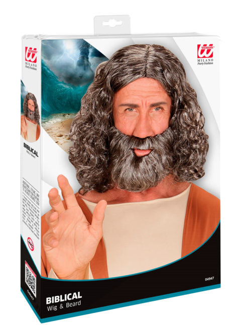 perruque avec barbe, perruque homme, perruque jésus, perruque grise homme, perruque cheveux longs homme, Perruque + Barbe, Biblique
