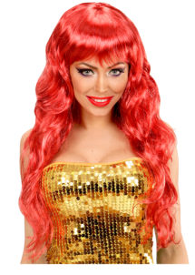 perruque sirène rouge, perruque de sirène, perruque cheveux longs rouges, Perruque de Sirène, Rouge, Mairmaid