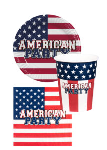 vaisselle American party, vaisselle Etats Unis, vaisselle drapeau américain, vaisselle jetable, décorations états unis