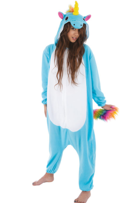 kigurumi, déguisement kigurumi, kigurumi licorne bleue, pyjama kigurumi, pyjama licorne bleue, déguisement kigurumi licorne, Déguisement de Licorne, Bleue, Queue Multicolore