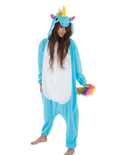 kigurumi, déguisement kigurumi, kigurumi licorne bleue, pyjama kigurumi, pyjama licorne bleue, déguisement kigurumi licorne, Déguisement de Licorne, Bleue, Queue Multicolore