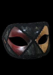 masque vénitien, masque carnaval de Venise, loup vénitien, masque vénitien, masque carnaval de venise, Masque Loup Vénitien, Broccato Rouge, Noir et Or
