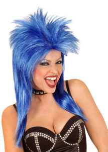 perruque noire, perruque punk, perruque femme, perruque rock femme, perruque bleue, Perruque Rock Star, Bleue