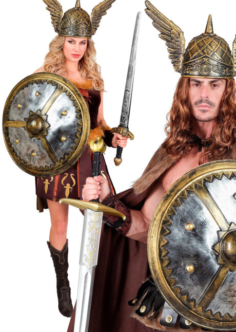 Bouclier Romain Viking 60 cm – Imitation Fer Vieilli Or Argent, Bouclier Romain ou Viking, 60 cm