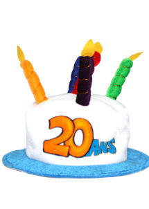 chapeau anniversaire, chapeau gâteau d'anniversaire, accessoire pour anniversaire, chapeau bougies 20 ans, accessoire anniversaire 20 ans, chapeau anniversaire 20 ans, Chapeau Anniversaire, 20 ans
