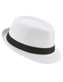 chapeau borsalino, accessoire années 30 déguisement, déguisement années 20 accessoires, accessoire costume années 30, chapeau gangster années 20 déguisement, accessoire soirée casino déguisement, chapeau gangster, chapeau borsalino déguisement, Chapeau Borsalino, Blanc Ruban Noir