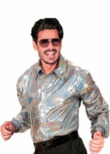 chemise disco argent, chemise disco hologramme