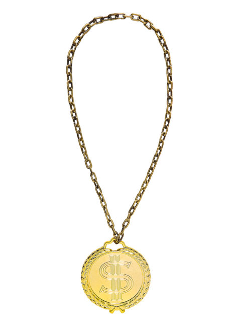 collier dollar, collier de rappeur déguisement, accessoire bling bling déguisement, collier dollar déguisement, accessoire déguisement rappeur, détail choc déguisement, Collier Dollar XL, Rappeur