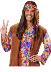 collier hippie déguisement, collier hippie et boucles d'oreilles hippies, collier peace and love, accessoires déguisement hippie, accessoires hippie, collier déguisement hippie, collier déguisement années 70, accessoire hippie déguisement