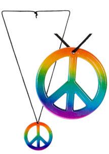 collier hippie multicolore, collier peace and love