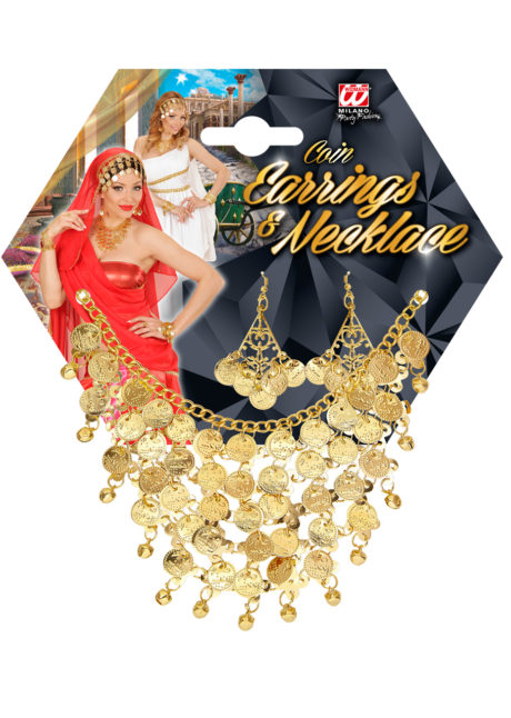 bijou oriental déguisement, accessoire oriental déguisement, déguisement oriental, accessoire danseuse du ventre, déguisement oriental femme, collier oriental femme déguisement, Collier Oriental avec Boucles, Pièces d’Or