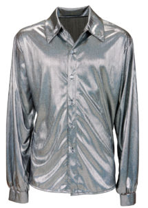 chemise disco satin, chemise disco déguisement, déguisement disco homme, chemise disco pour homme, accessoire disco déguisement homme, chemise argent disco, chemise argent hologramme, Chemise Disco, Argent