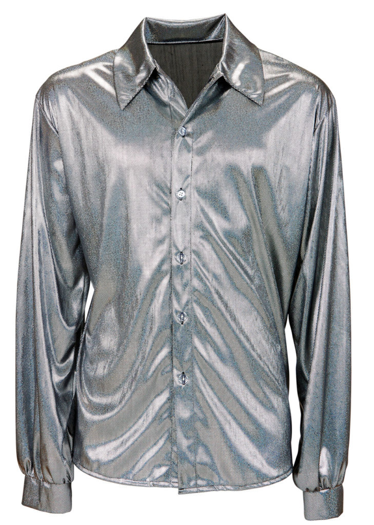 Chemise disco argentée, modèle dame Chemise disco argentée, modèle dame