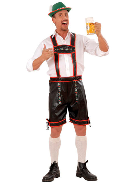 déguisement bavarois homme, costume bavarois homme, déguisement tyrolien homme, costume tyrolien homme, salopette bavaroise déguisement, déguisement homme, déguisement fête de la bière, déguisement oktoberferst, Déguisement Bavarois, Lederhosen Simili Cuir