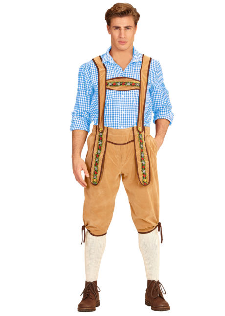 déguisement bavarois homme, costume bavarois homme, déguisement tyrolien homme, costume tyrolien homme, salopette bavaroise déguisement, déguisement homme, déguisement fête de la bière, déguisement oktoberferst, Déguisement Bavarois, Salopette Crème