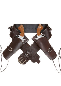 holster de cowboy, étui à pistolets, étui à révolver déguisement, étuis pour armes factices, holsters, étui pistolets de cowboys, étuis de revolver pour déguisements, holsters western, Holster Double, Etuis pour Revolvers, Simili Cuir, Marron