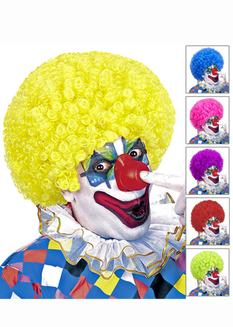 perruque de clown, perruque frisée de clown, Perruque de Clown, 6 Couleurs