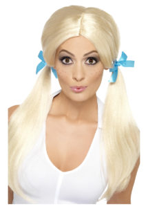 perruque écolière, perruque blonde, perruque couettes femme, perruque d'écolière, perruque pour femme, Perruque Ecolière, Couettes Blondes