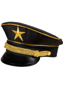 casquette militaire déguisement, casquette russe déguisement, casquette déguisement militaire, accessoire déguisement militaire, Casquette Militaire Noire, avec Etoile et Galons Dorés